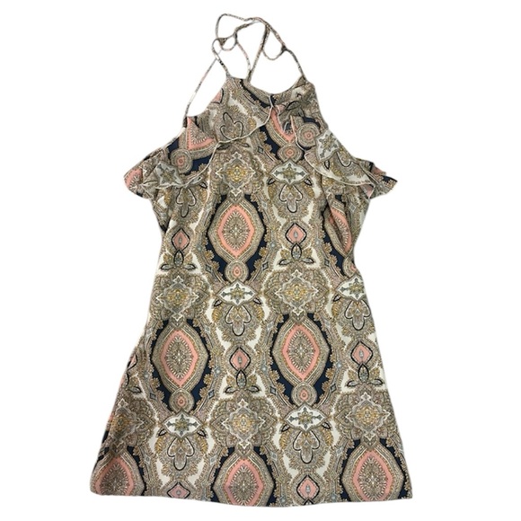 BCBGeneration Ruffle Trimmed Mini Dress Sz M - Paisley Multi Color - Picture 1 of 7